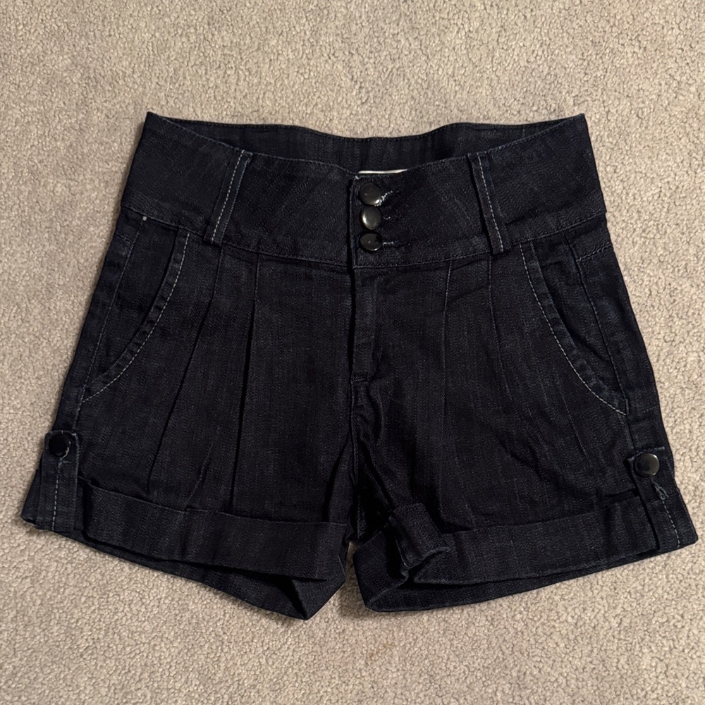 Hudson Jeans High Waist Indigo Vintage cuffed 3 Button Shorts